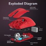 SOURIS ATTACK SHARK X11 WIRED+2.4G+BT / CHARGING DOCK RED – Image 3