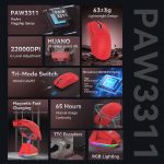 SOURIS ATTACK SHARK X11 WIRED+2.4G+BT / CHARGING DOCK RED – Image 6